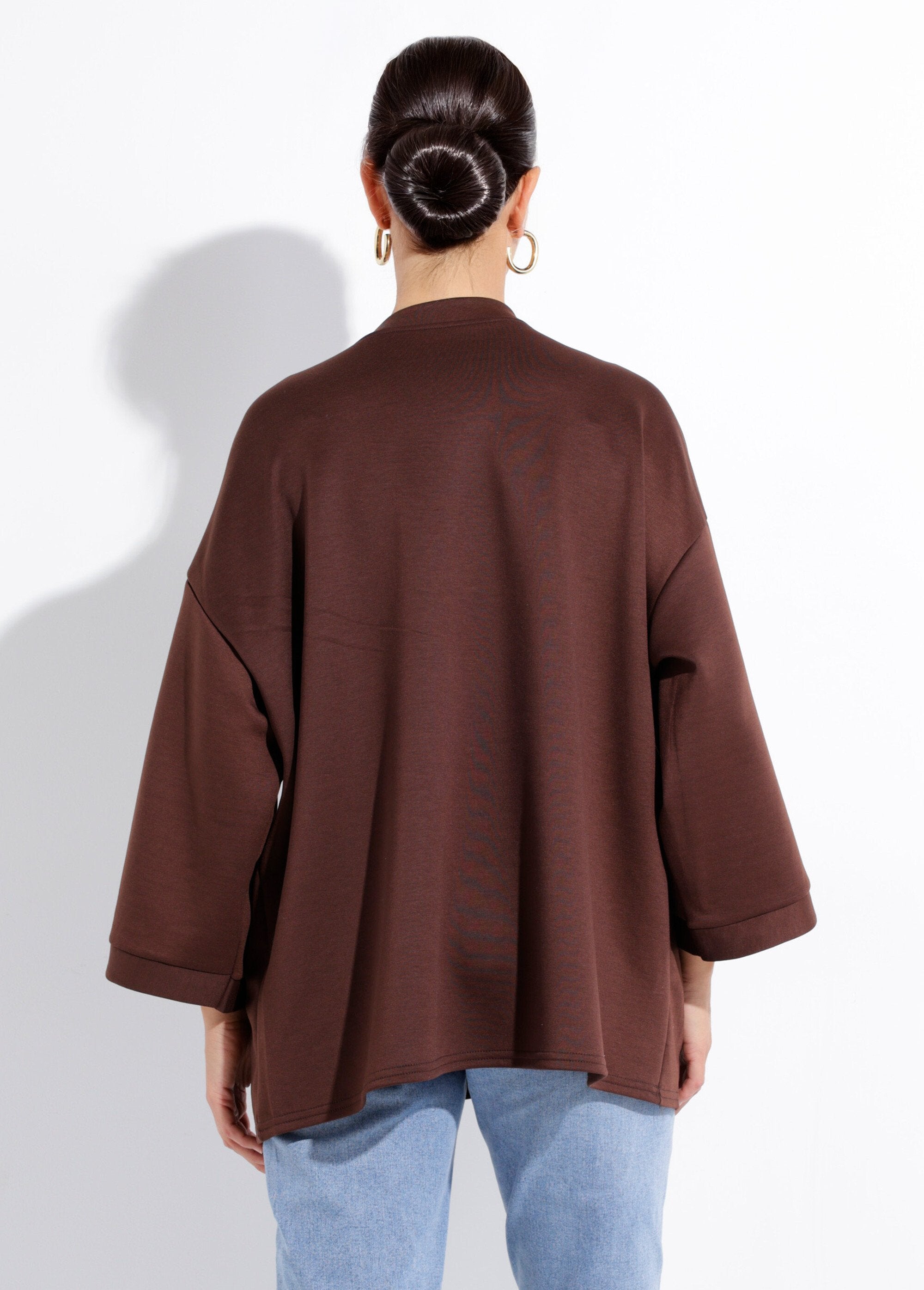 Sudadera_de_cuello_redondo_ancho,_mangas_3/4_Chocolate_DO1_slim