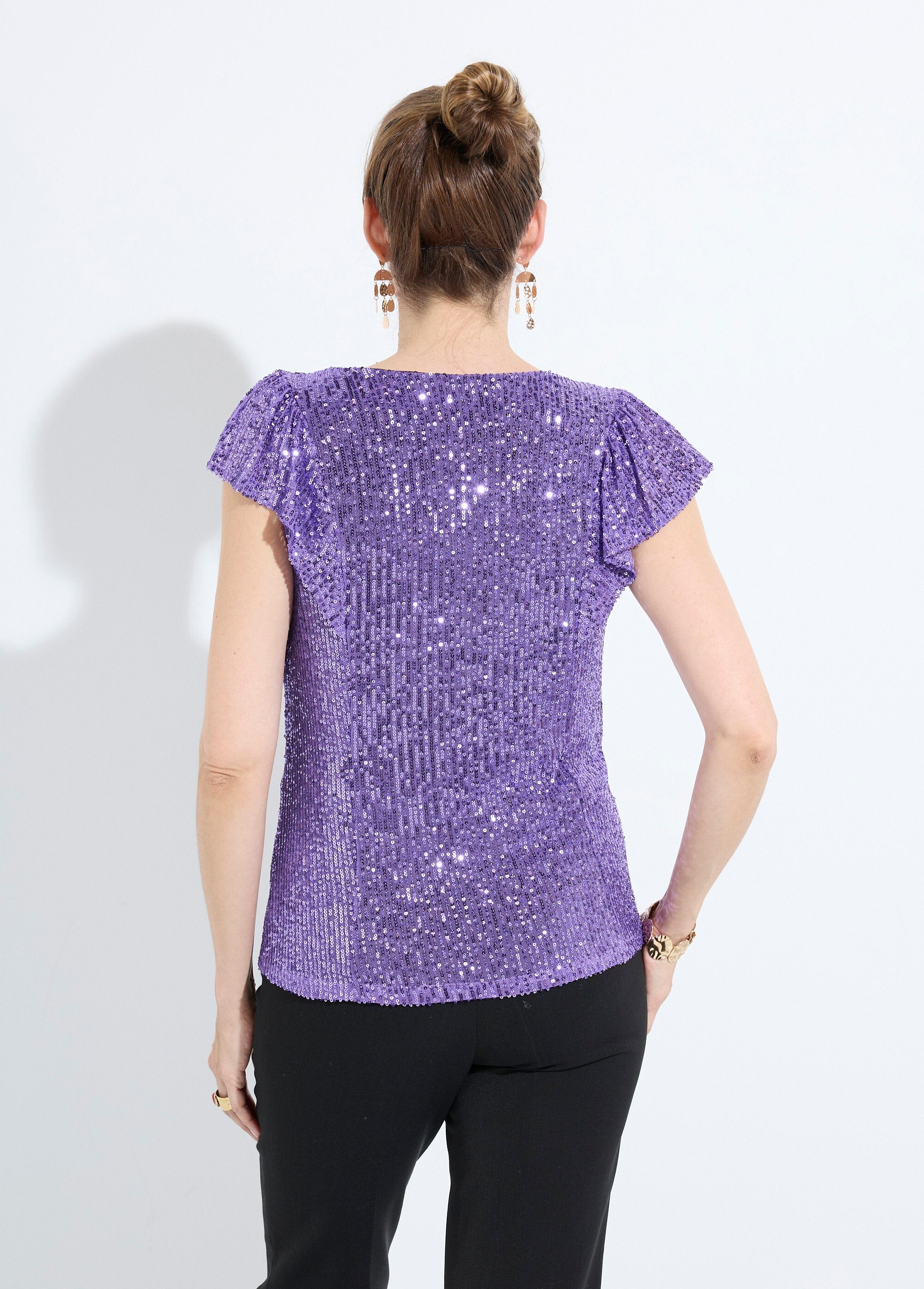 T-shirt_col_V_manches_courtes_résille_avec_sequins_Violet_DO1_slim