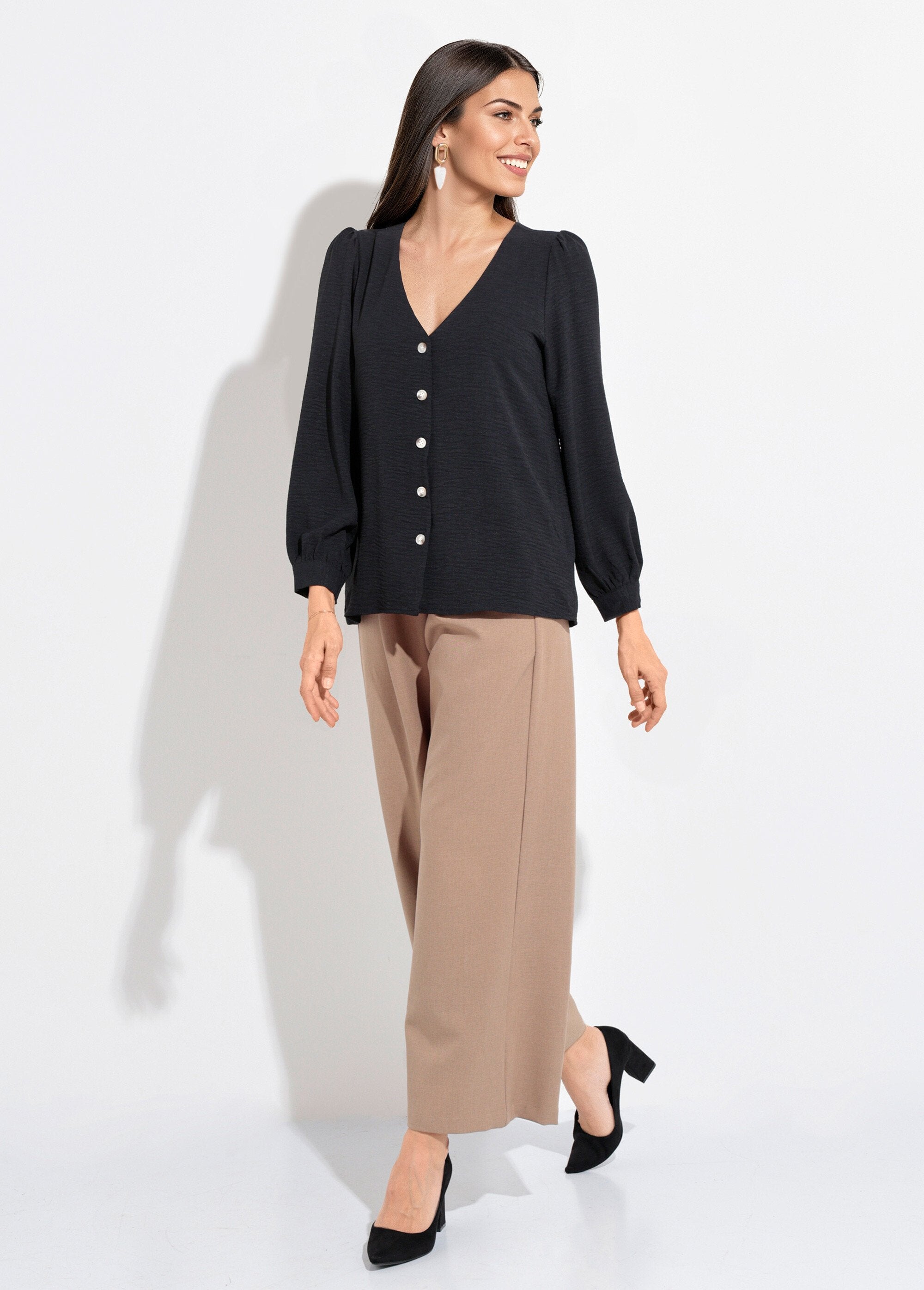 Túnica_abotonada_y_en_relieve_con_cuello_en_V_Negro_SF1_slim