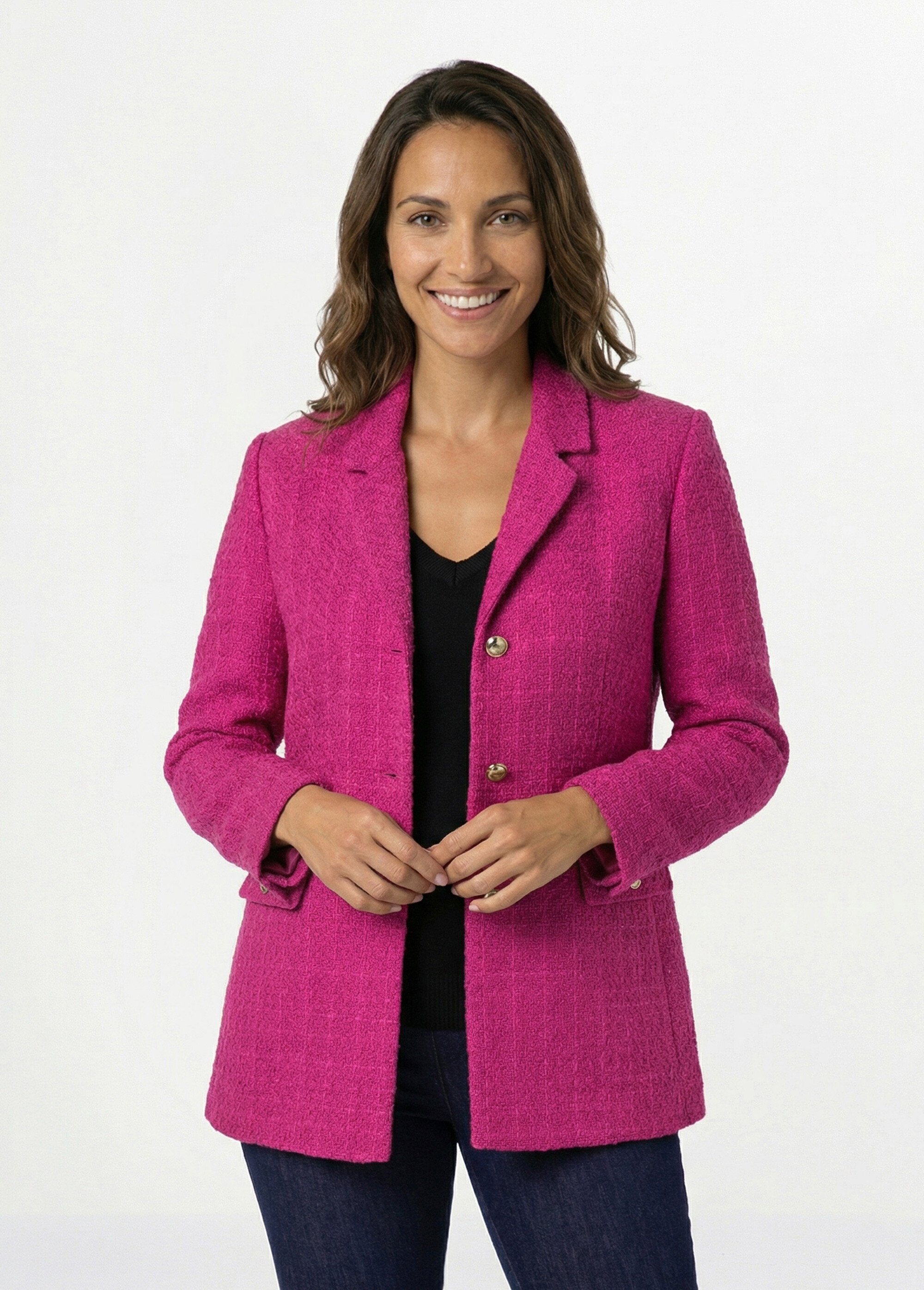 Chaqueta_recta_abotonada_en_tejido_de_cesta_con_cuello_sastre_Fucsia_FA2_slim