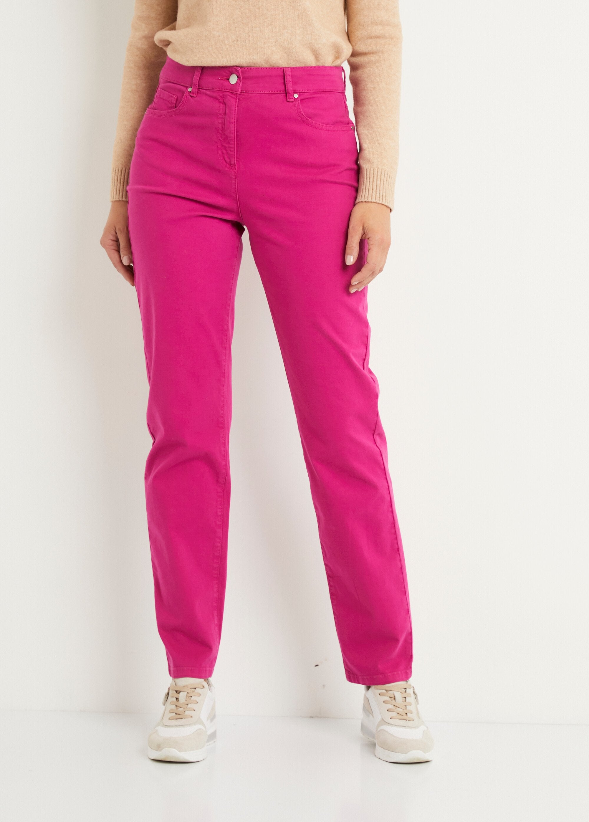 Pantalón_5_bolsillos_recto_de_algodón_elástico_Rose_magenta_FA1_slim