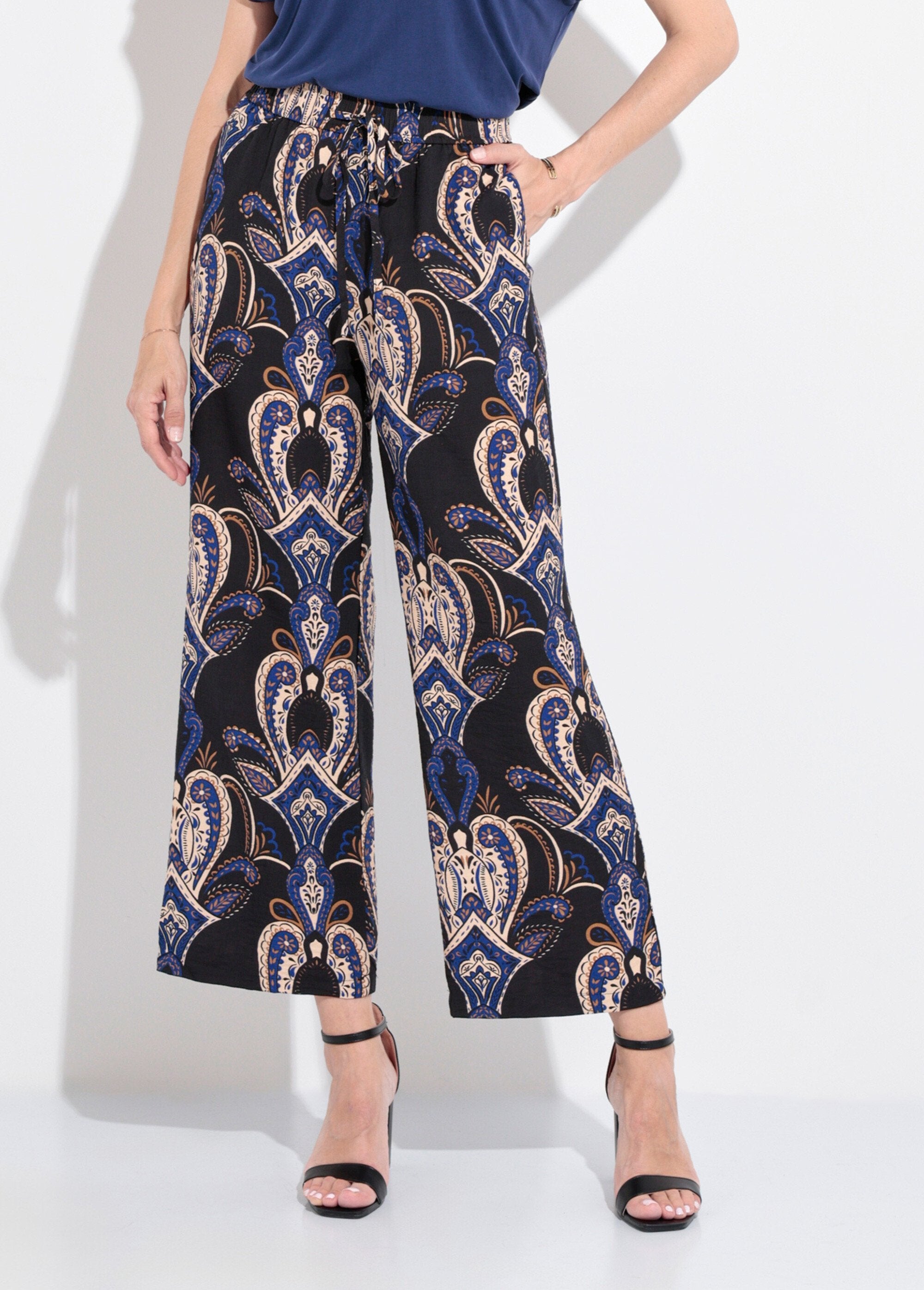 Pantalon_élastiqué_ample_motif_cachemire_Marine_FA1_slim