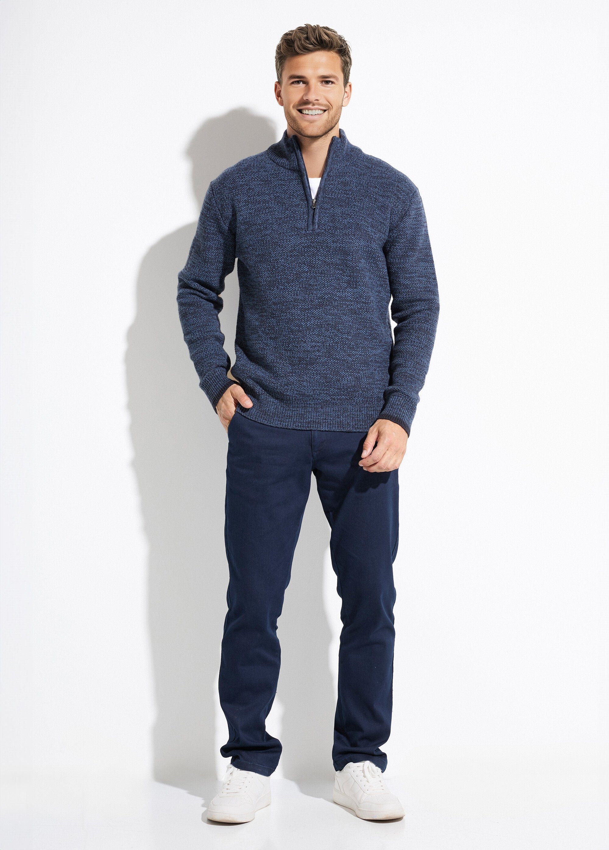 Pull_col_montant_zippé_maille_chinée_laine_Bleu_SF1_slim