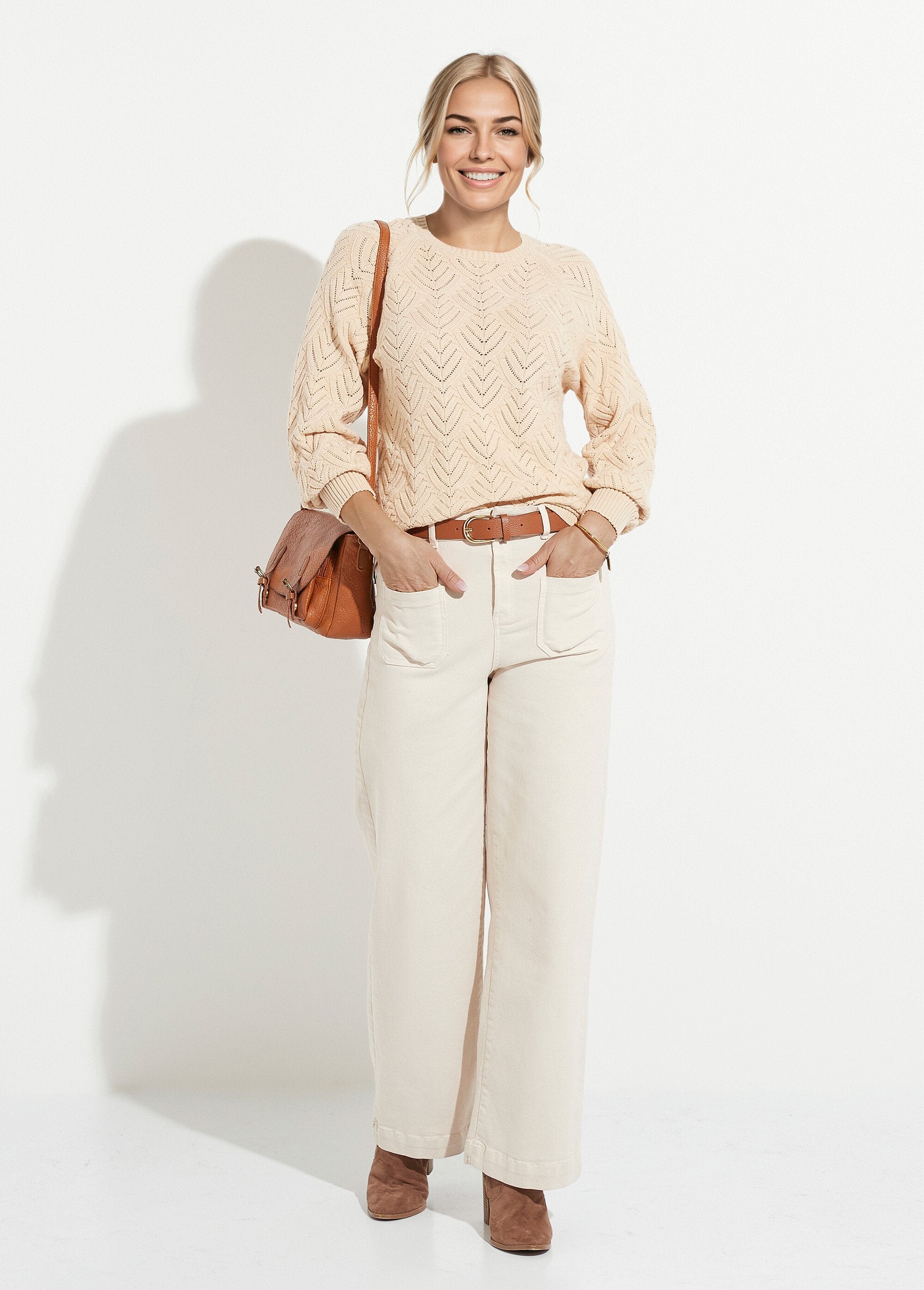 Pull_doux_court_col_rond_uni_ajouré_Beige_SF1_slim