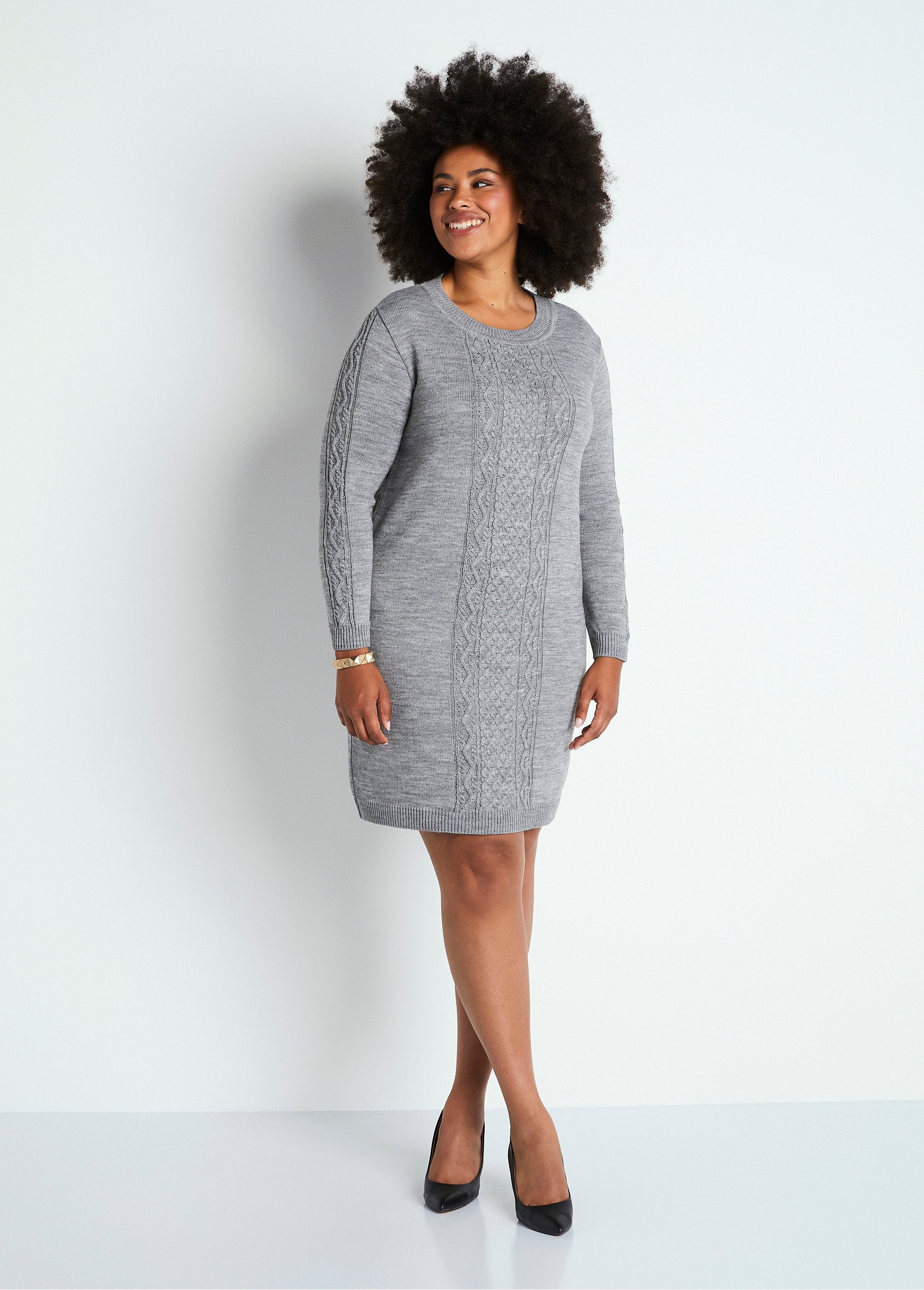 Vestido_jersey_corto_punto_fantasía_Gris_FA1_curvy