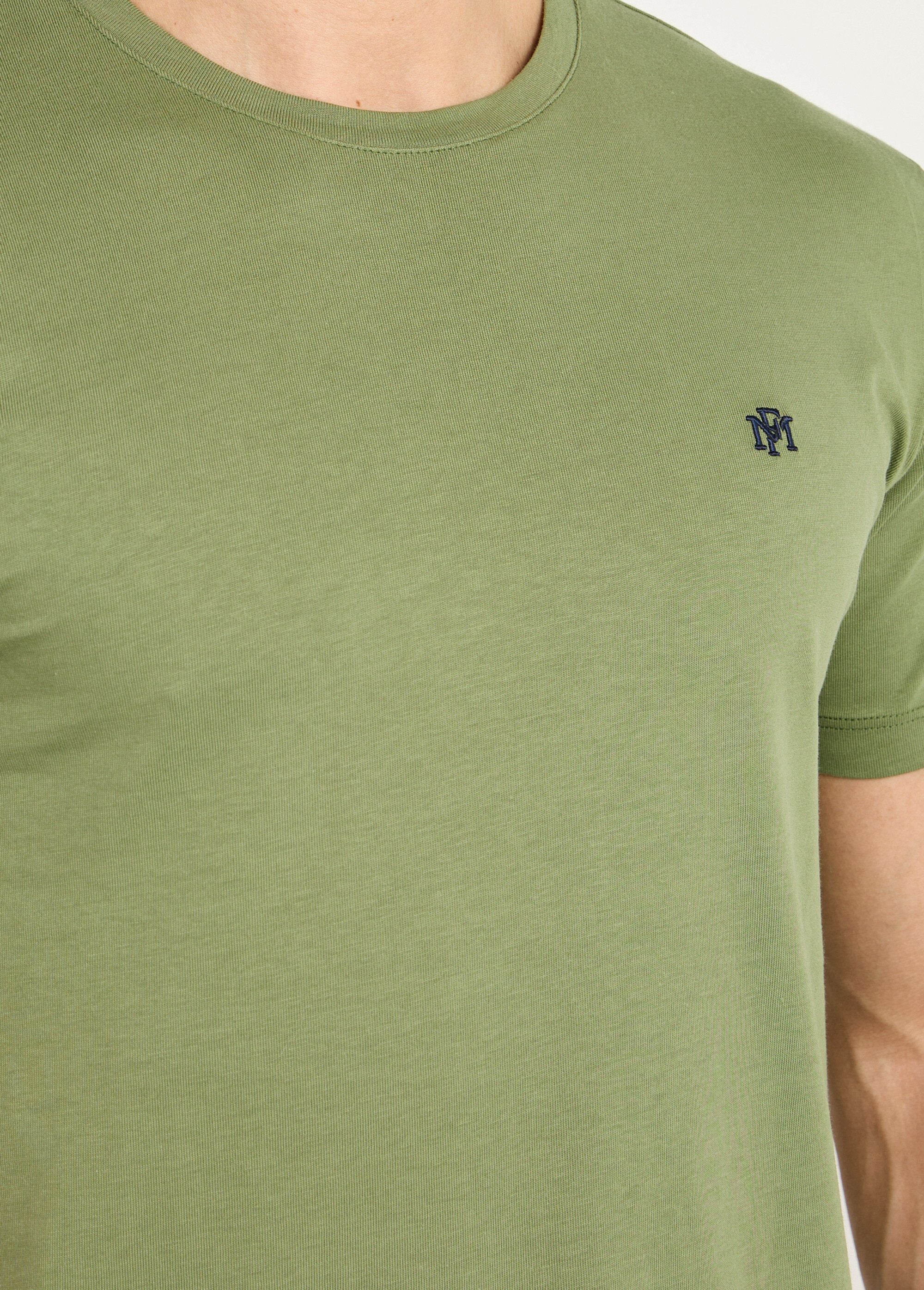 Camiseta_de_cuello_redondo_bordada_de_manga_corta_Caqui_DE1_slim