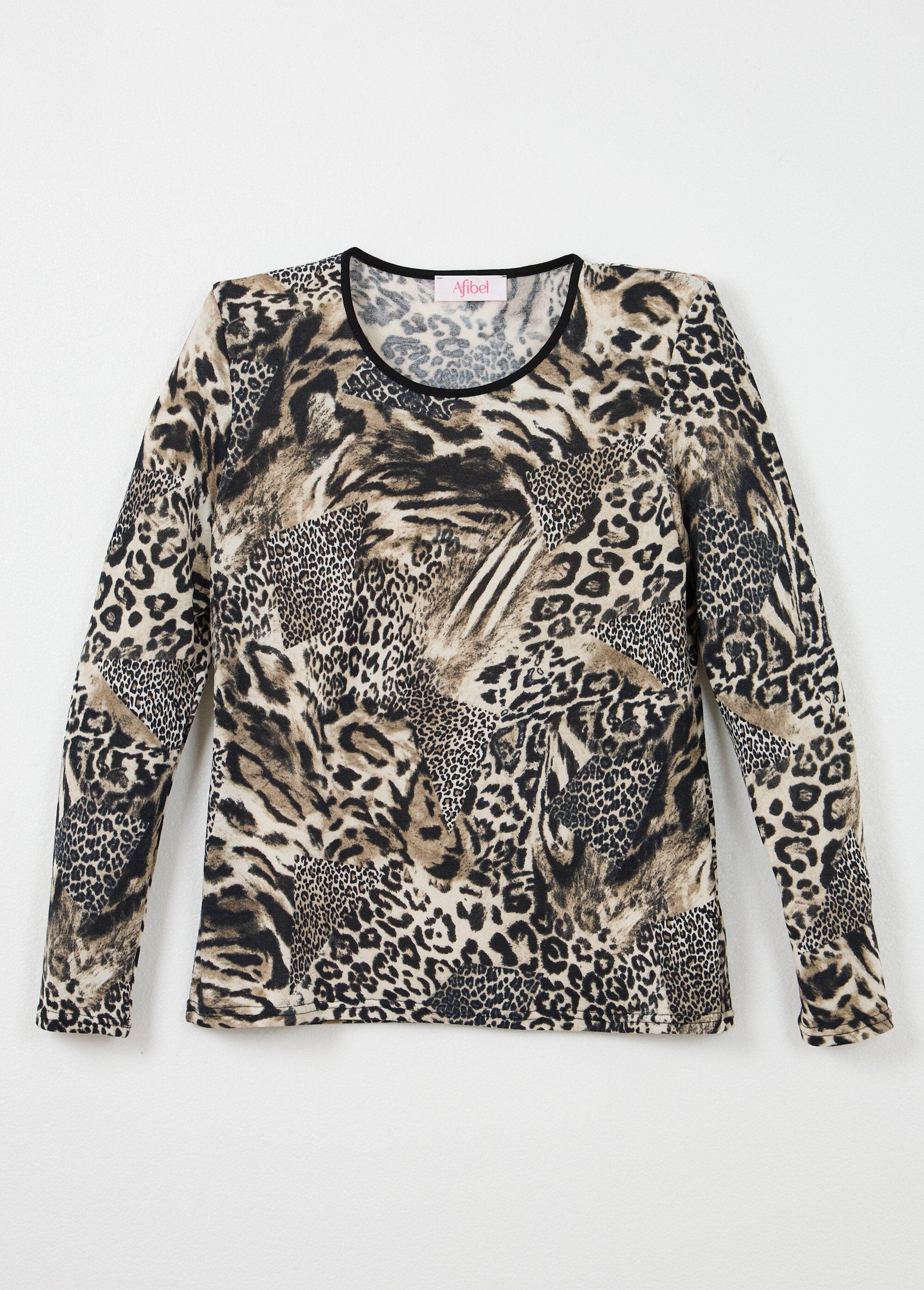 Camiseta_de_cuello_redondo_con_estampado_de_patchwork_de_piel_de_animal_Beige_y_negro_AP1_slim