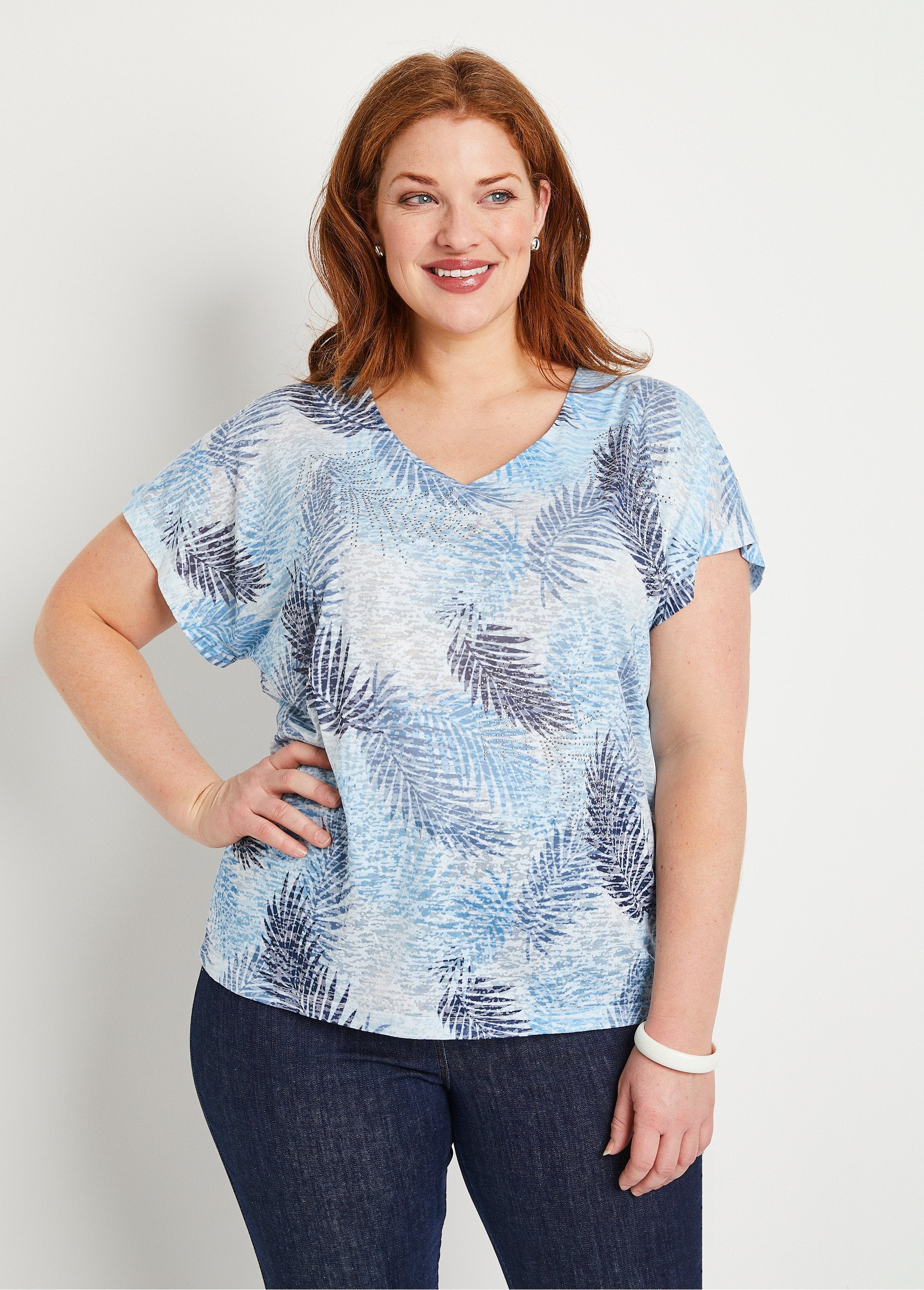 Camiseta_corta_punto_devoré_estampada_Azul_FA2_curvy