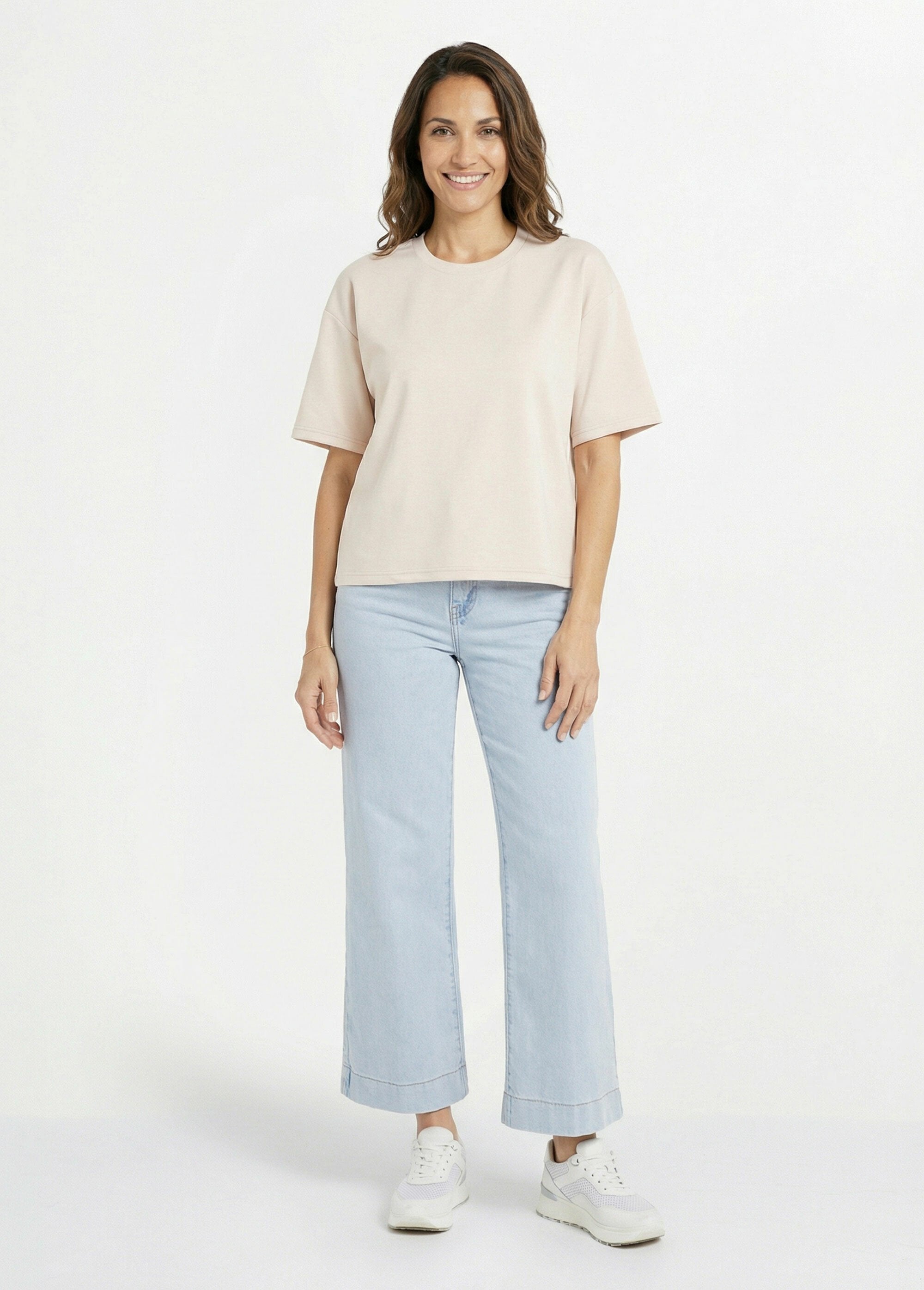 Camiseta_holgada_de_manga_corta_elástica_Beige_SF1_slim