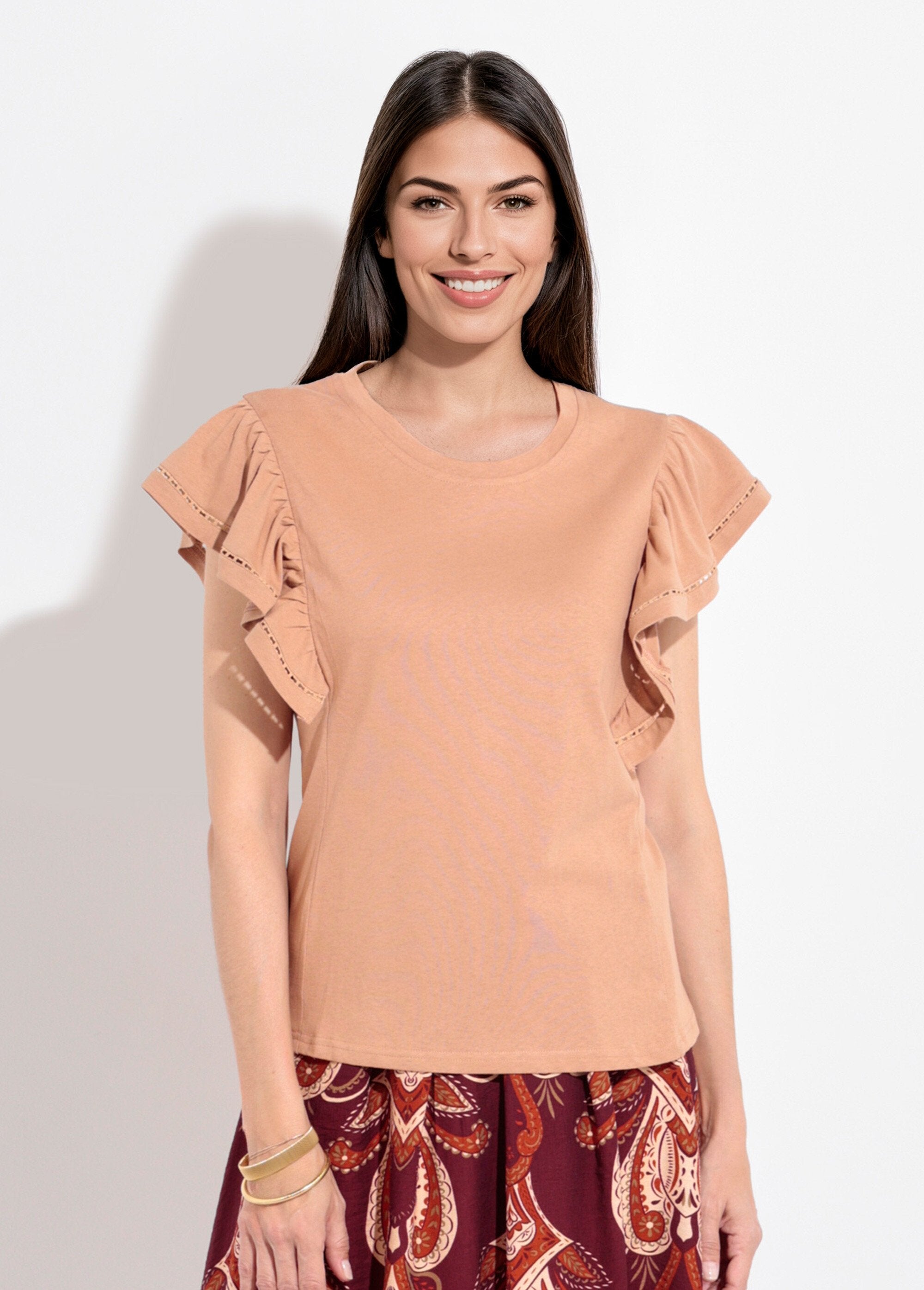 T-shirt_manches_courtes_volantées_ajourées_Camel_FA1_slim