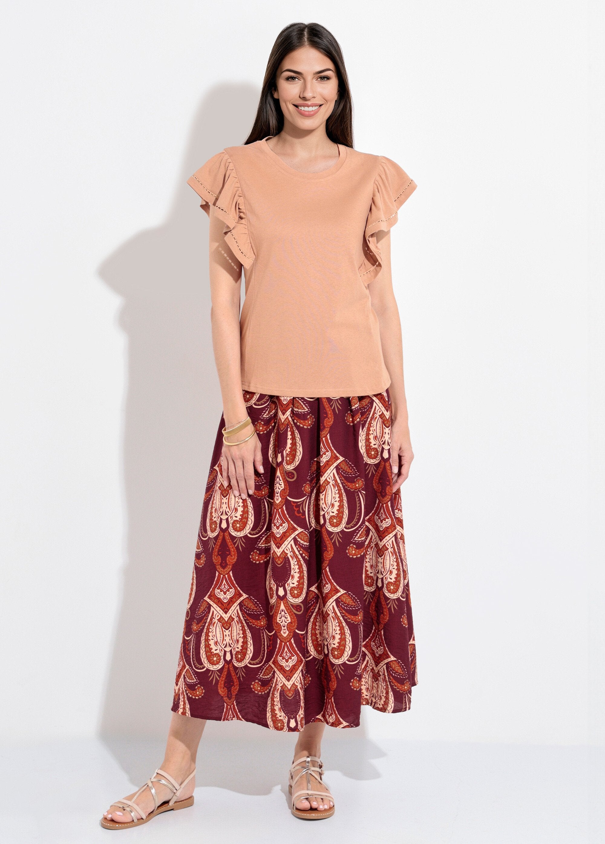 T-shirt_manches_courtes_volantées_ajourées_Camel_SF1_slim