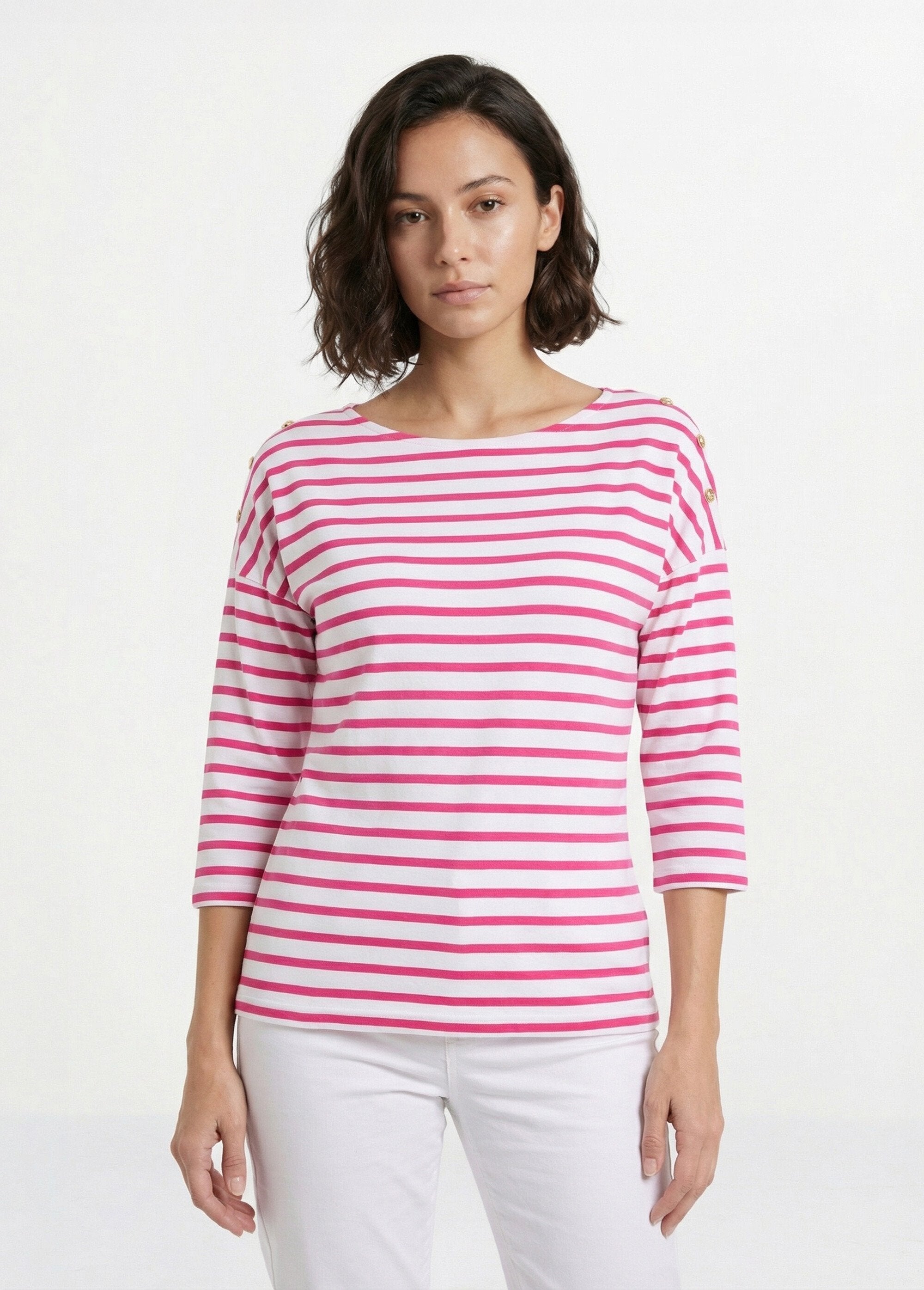 Camiseta_marinera_manga_larga_corta_rayas_Blanco_y_fucsia_FA1_slim